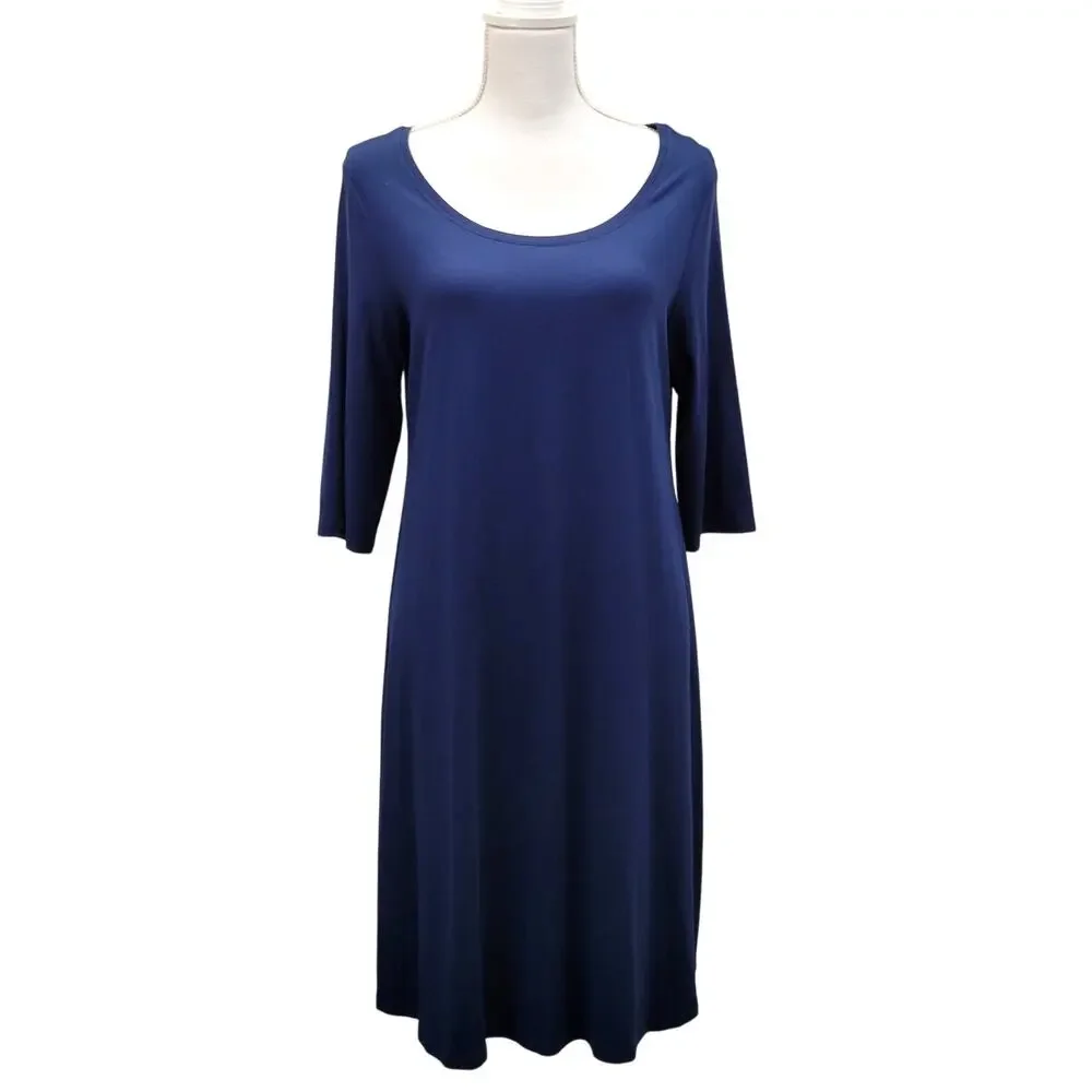 eileen fisher a line dress Eileen Fisher - Women's Organic Linen Easy Dress - Red